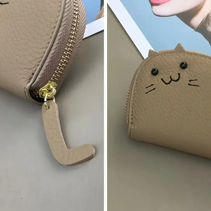 Cartoon Cat Wallet With Card Slots Zipper Coin Holder PU Leather 🐱💖