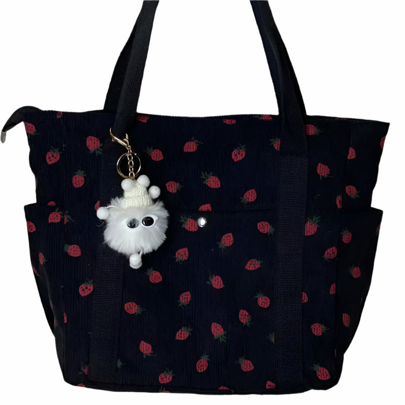 Kawaii Strawberry Corduroy Tote Bag 🍓✨ | Stylish & Versatile Shoulder Bag for Women! 🌼👜