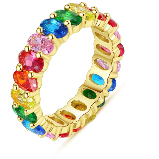 Kawaii Rainbow Sparkle CZ Baguette Ring 🌈✨ | Cute Engagement & Wedding Jewelry 💍💖