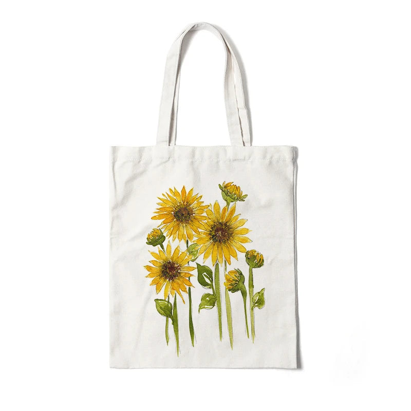 Kawaii Floral Canvas Tote 🌼💖 | Cute Eco-Friendly Shoulder Bag for School & Shopping 🌸✨