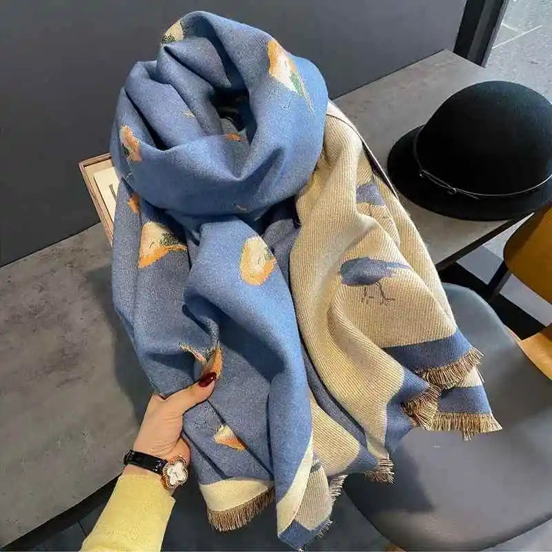Cozy Animal Print Blanket Scarf Women Warm Pashmina Shawl Winter Wrap 🧣