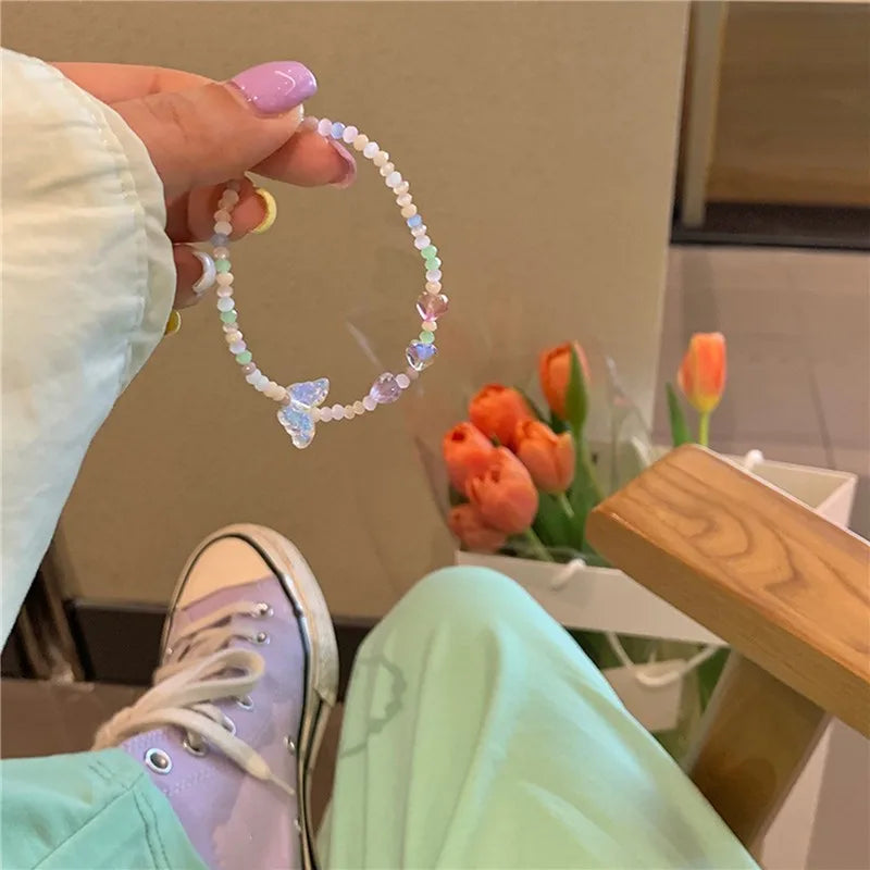 Kawaii Rainbow Candy Bear Bracelet 🍬🌈 - Colorful Hip Hop Jelly Accessory for Girls!