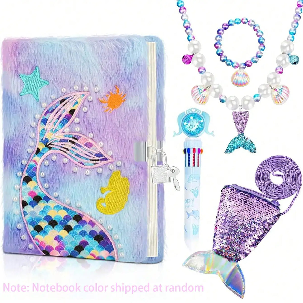 Mermaid Secret Diary Set For Girls With Lock, Keys, And Plush Necklace 🗝️🐚✨