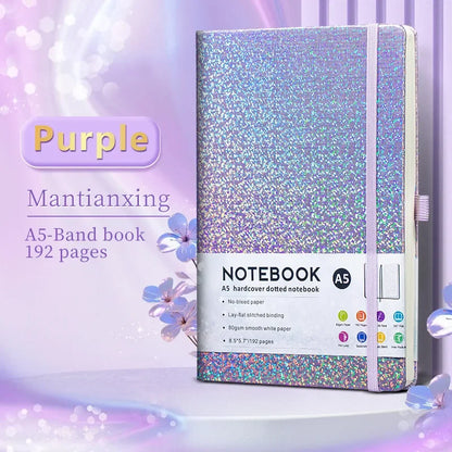 Kawaii Starry Sky A5 Notebook 🌌✨ | Cute PU Leather Cover with Elastic Tape & Pen Insert for Office Magic! 📒✍️