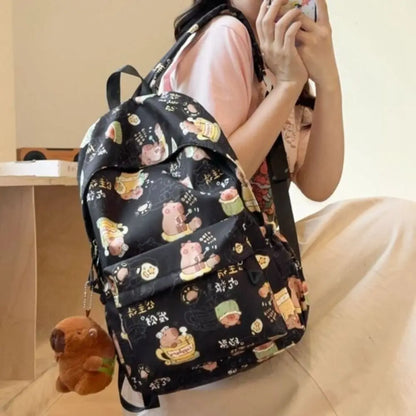 Capybara Backpack 🦙 | Fun & Spacious Nylon School Bag for Students 🎒✨