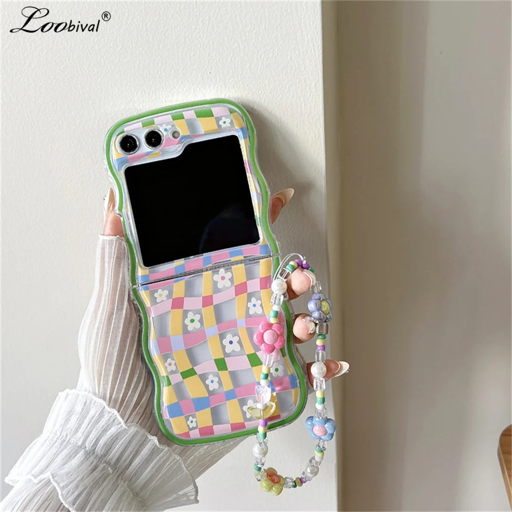🌸 Whimsical Floral Charm Bracelet Case for Samsung Galaxy Z Flip 6/5/4/3 💖✨