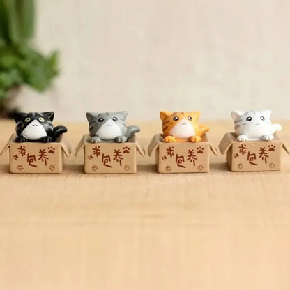 Adorable 4pcs Kawaii Mini Cat Garden Statues 🐾✨ - Cute Resin Figurines for Kids & Home Decor!