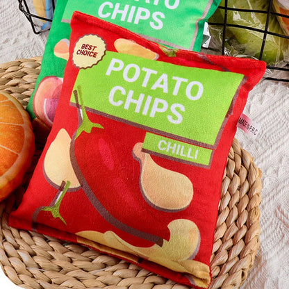Kawaii Crunchy Dog Crisps Plush Squeaky Chew Toy 🐶✨ | Bite-Resistant Fun for Small & Medium Pets! 🍟💖