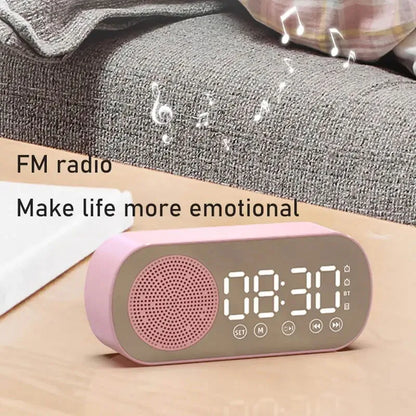 Cute LED Mirror Alarm Clock & Bluetooth Speaker 🎶✨ | Multifunctional Kawaii Music Player with FM Radio & Subwoofer 💖