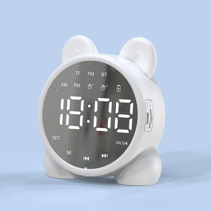 Kawaii Cat Bluetooth Mirror Alarm Clock 🐾🌟 – Adorable Kids Bedside Clock with LED Display & Double Alarms! 🎶💤