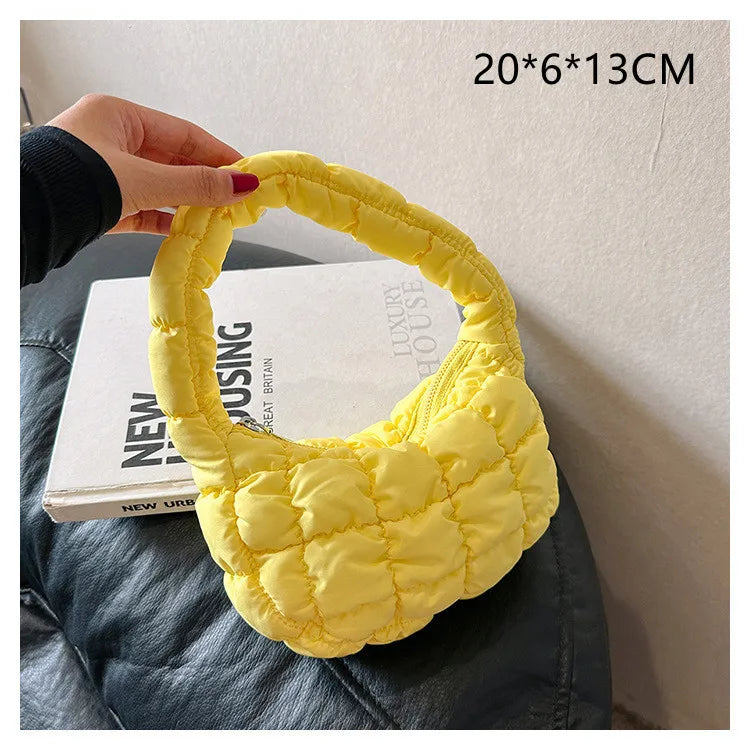 Kawaii Pleated Cloud Mini Handbag 🌈✨ | Adorable Soft Nylon Tote Bag for Trendy Women 💖🌟