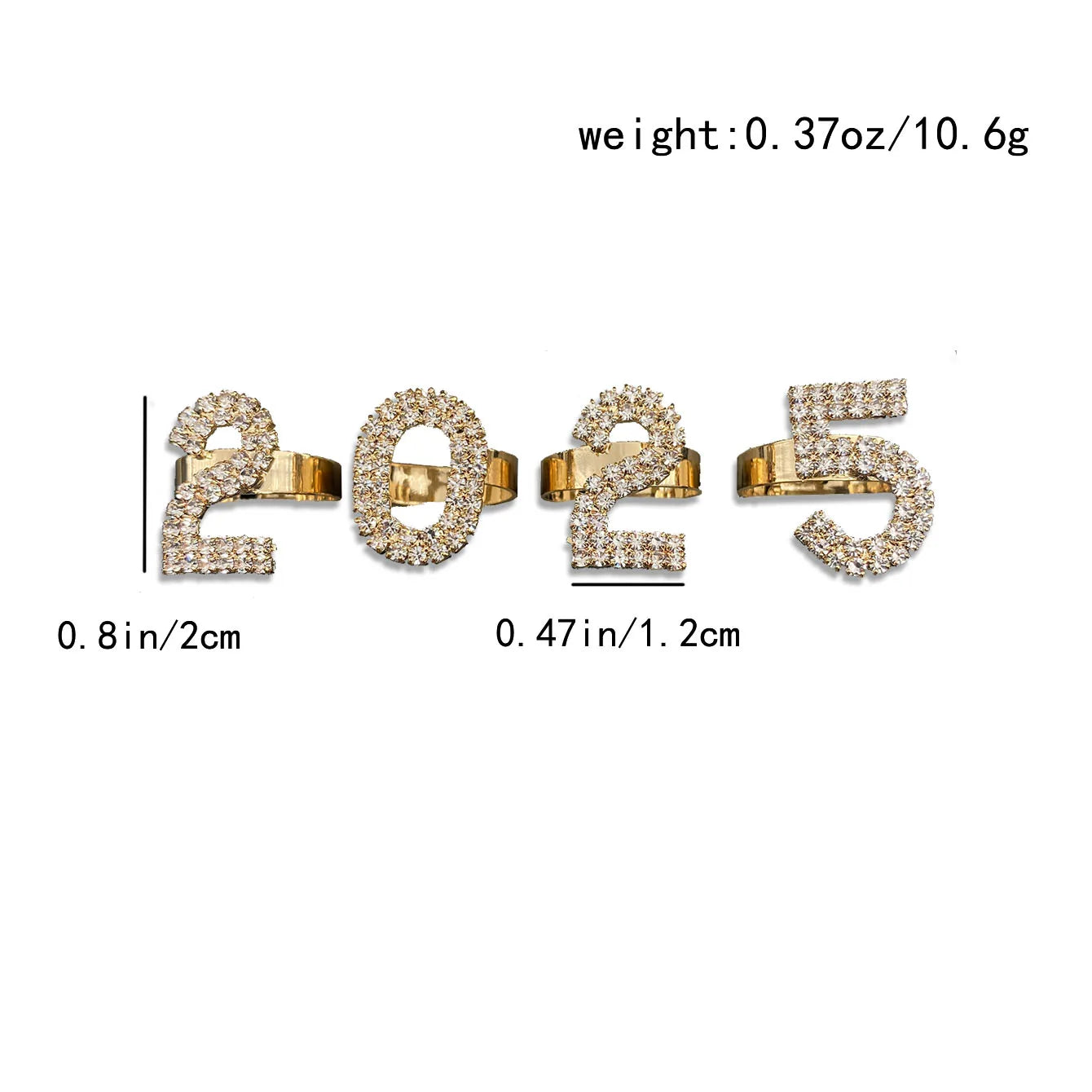 Kawaii 2025 Rhinestone Charm Ring Set 🌟✨ Adorable Women's Copper Accessories for New Year Fun! 💖💍