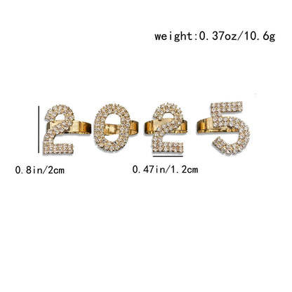 Kawaii 2025 Rhinestone Charm Ring Set 🌟✨ Adorable Women's Copper Accessories for New Year Fun! 💖💍