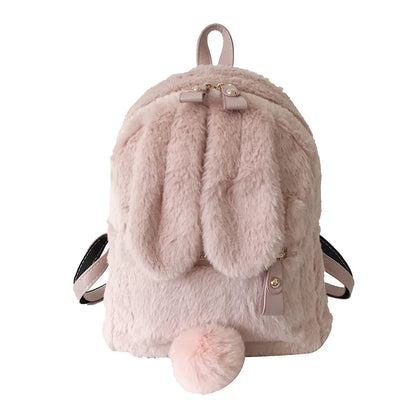 Fluffy Rabbit Backpack 🐇✨ Kawaii School Bag for Kids - Cute & Cozy Travel Companion!