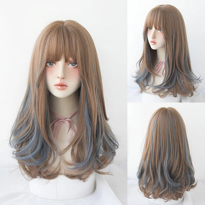 Kawaii Blonde Cosplay Wig 🎀✨ | Wavy Synthetic Hair with Bangs for Daily & Party Looks 💖