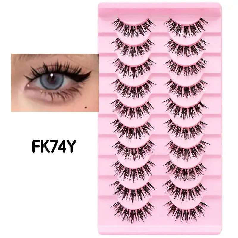 Adorable Manga Style False Eyelashes 10 Pairs Natural Full Strip Lashes For Anime Look Makeup ✨🐰🎀🌸