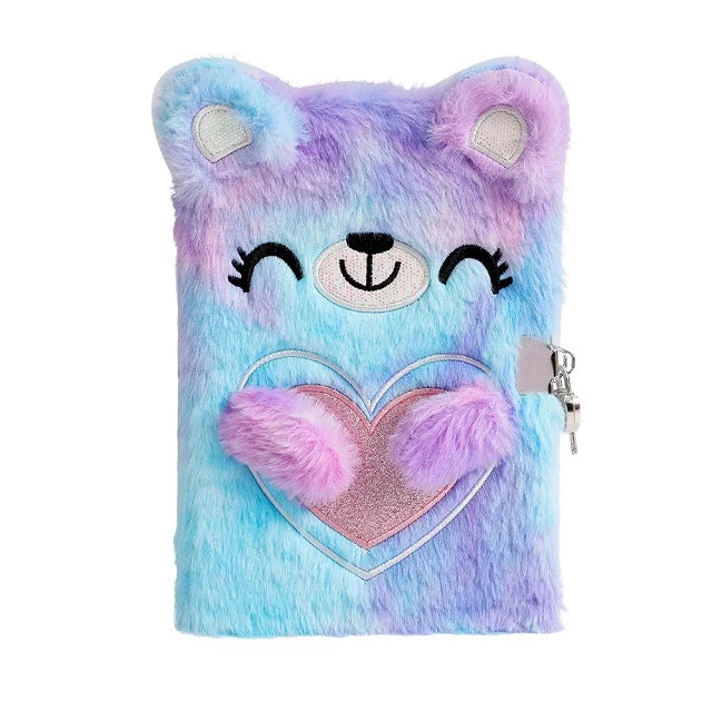 Kawaii Plush Bear A5 Diary 🐻✨ Cute Cartoon Notebook with Lock - Perfect Gift for Girls! 📚💖