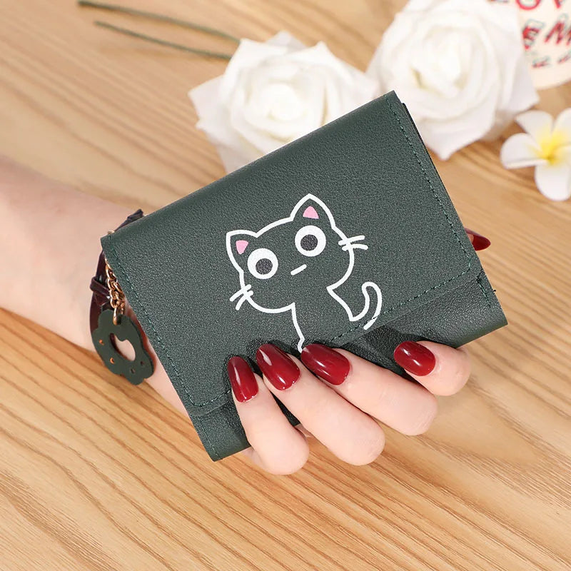 Kawaii Cat-Themed PU Leather Wallet 🐱💖 | Adorable Short Purse for Ladies | Perfect Gift for Cat Lovers! 🎁✨