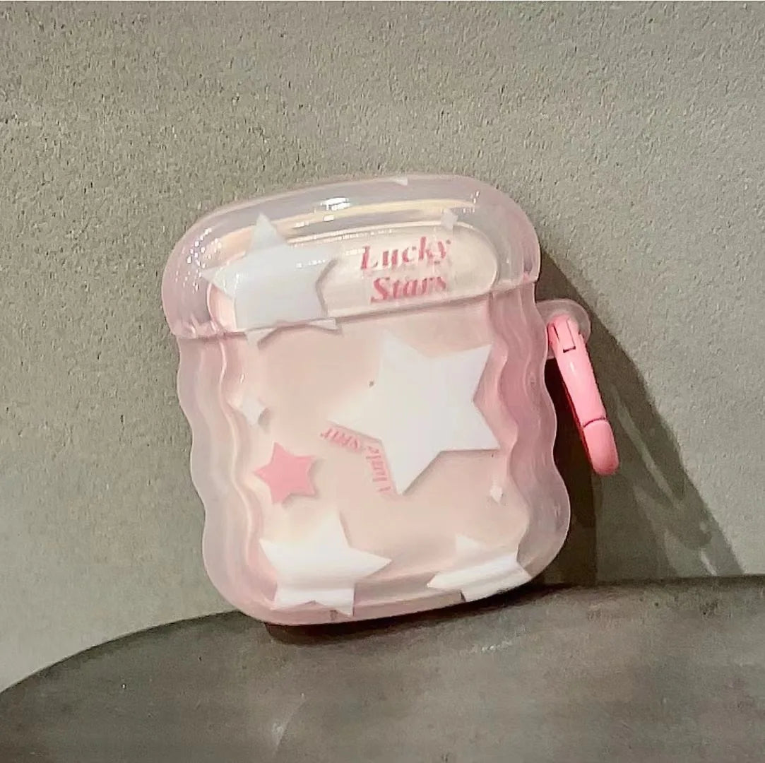 🎀 Adorable Korea Cartoon Stars Wave Case for AirPods Pro 2nd & 3 🎧✨ Cute Fashion Cover for Trendy Girls! 🌟 - Pixie Quill