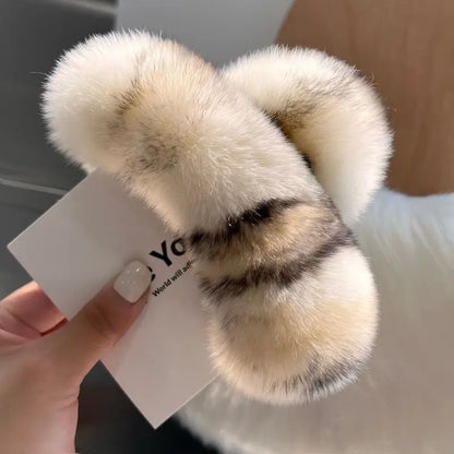 Kawaii Plush Rex Rabbit Fur Hair Claw 🐰✨ - Adorable Elegant Hair Accessory for Women!