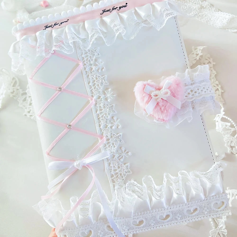 A5 Lace Ribbon Ballet Style Photo Card Binder 6 Ring Album For Kpop Cards 💖🎀📚