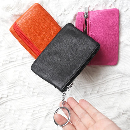 Kawaii Custom Leather Coin Purse 🌈✨ | Adorable Personalized Key Ring Wallet 🎀 | Mini Cowhide Card Holder for Cute Gifting 💖