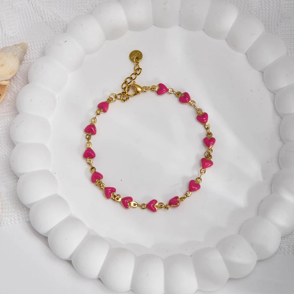 Charming Heart Shaped Chain Bracelet Stainless Steel 14K Plated Chic Jewelry For Women 💗💎✨