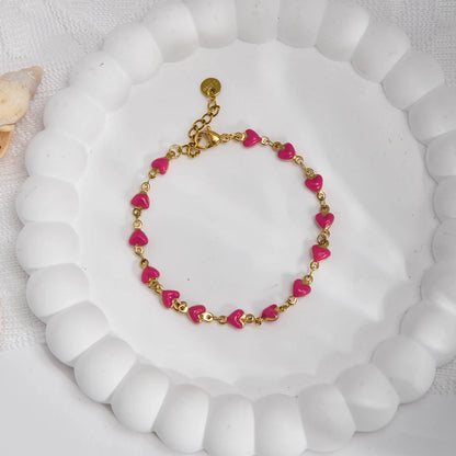 Charming Heart Shaped Chain Bracelet Stainless Steel 14K Plated Chic Jewelry For Women 💗💎✨