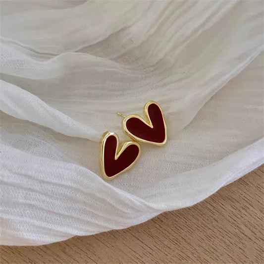 Charming Kawaii Red Heart Stud Earrings 💖✨ - Adorable Jewelry for Romantic Moments & Gifts! 🎁