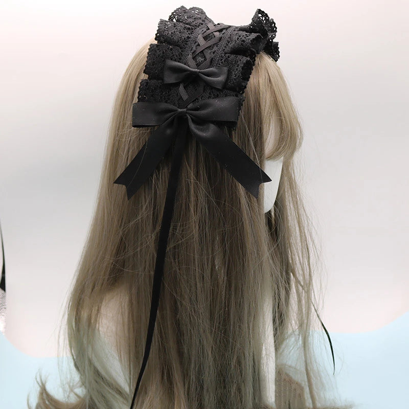 Pastel Bowknot Lace Flower Hair Band Cosplay Accessory Handmade Wholesale 🎀💖