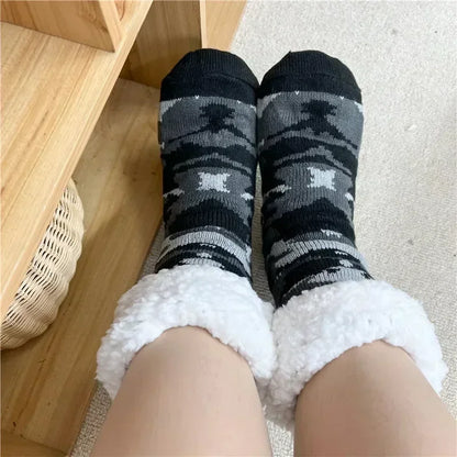 Fluffy Winter Socks For Women Warm Plush Non Slip Slipper Snowflake Gift ❄️🎁