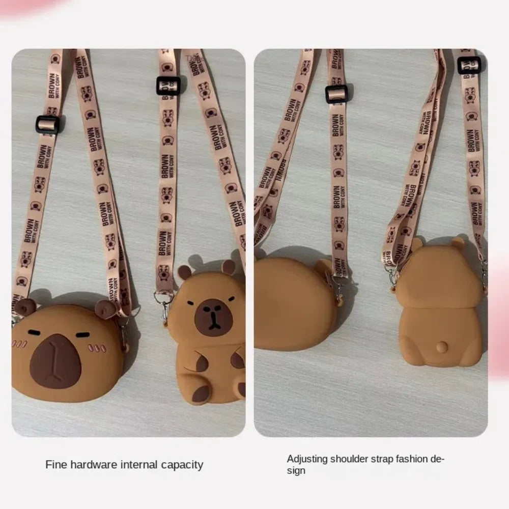 Kawaii Capybara Silica Gel Crossbody Bag 🐾✨ - Adorable Waterproof Purse with Adjustable Straps!