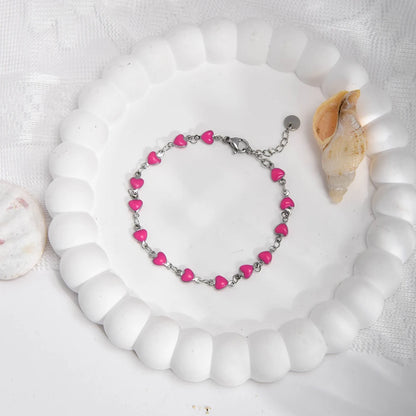 Charming Heart Shaped Chain Bracelet Stainless Steel 14K Plated Chic Jewelry For Women 💗💎✨