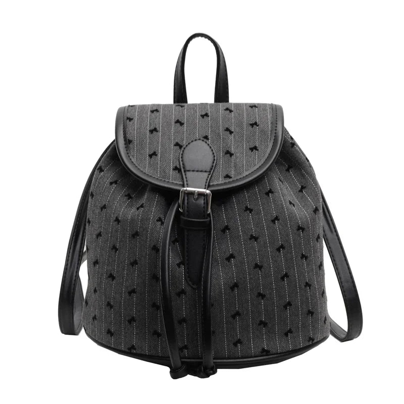 Kawaii Mini Plaid Oxford Backpack 🎀💕 | Adorable Women's Zipper Shoulder Bag with Heart Embroidery & Bow Details 🎉✨