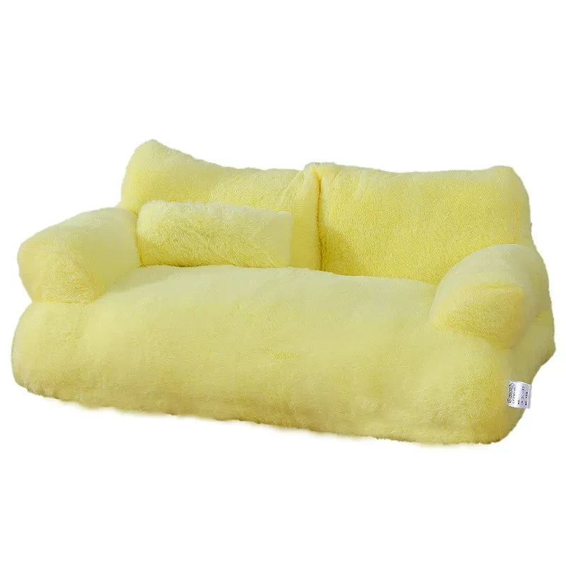Kawaii Cozy Cat Sofa 🐾✨ Plush Winter Nest for Small Pets 🐱💖 Comfortable & Warm Bed with Pillow!