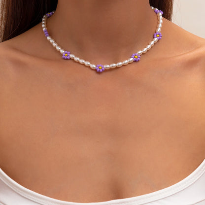 🌈 Boho Chic Rainbow Seed Beads Choker 🌸 Kawaii Floral Necklace for Women ✨ Trendy Korean Fashion Jewelry