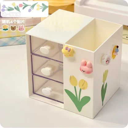 Cute Kawaii Pen Holder & Pencil Organizer 🐾🌈 - Adorable Multi-Functional Storage Box for Your Desk!