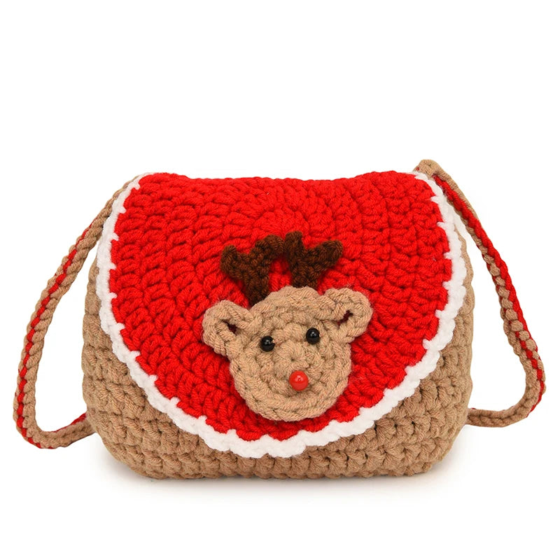 Pastel Christmas Crochet Shoulder Bag For Women Flap Purse Knit Clutch 🧶✨