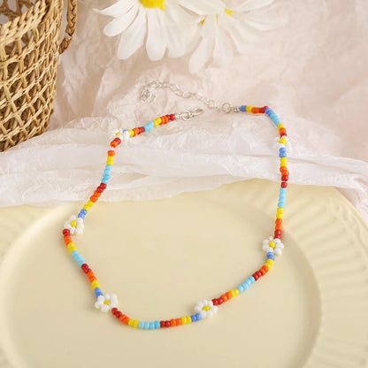 Whimsical Blossom Pearl Choker 🌸✨ Cute Colorful Beaded Necklace for Trendy Women! 🎀💖
