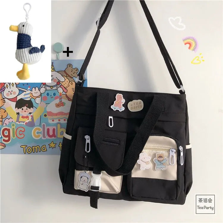 Kawaii Nylon Waterproof Satchel 👜✨ | Adorable Japanese Crossbody Messenger Bag for Students & Girls 🎒💖