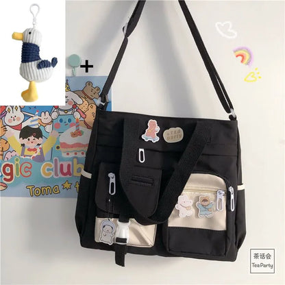 Kawaii Nylon Waterproof Satchel 👜✨ | Adorable Japanese Crossbody Messenger Bag for Students & Girls 🎒💖