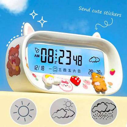 Kawaii Digital Alarm Clock 🌟 | Adorable Timekeeper with Fun Stickers 🎀 | Perfect for Students & Room Decor 💖