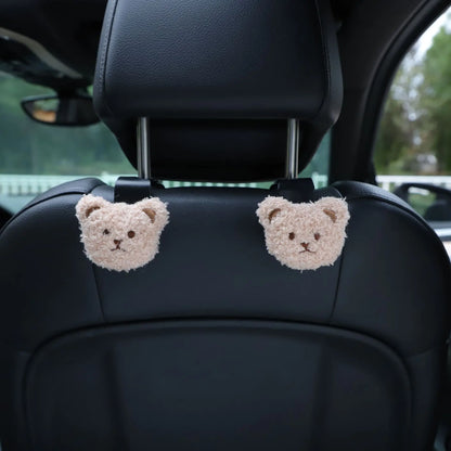 Kawaii Bear Car Seat Back Hooks 🐻✨ - 2PCS Adorable Organizer Hangers for Bags & Accessories! 🚗💖