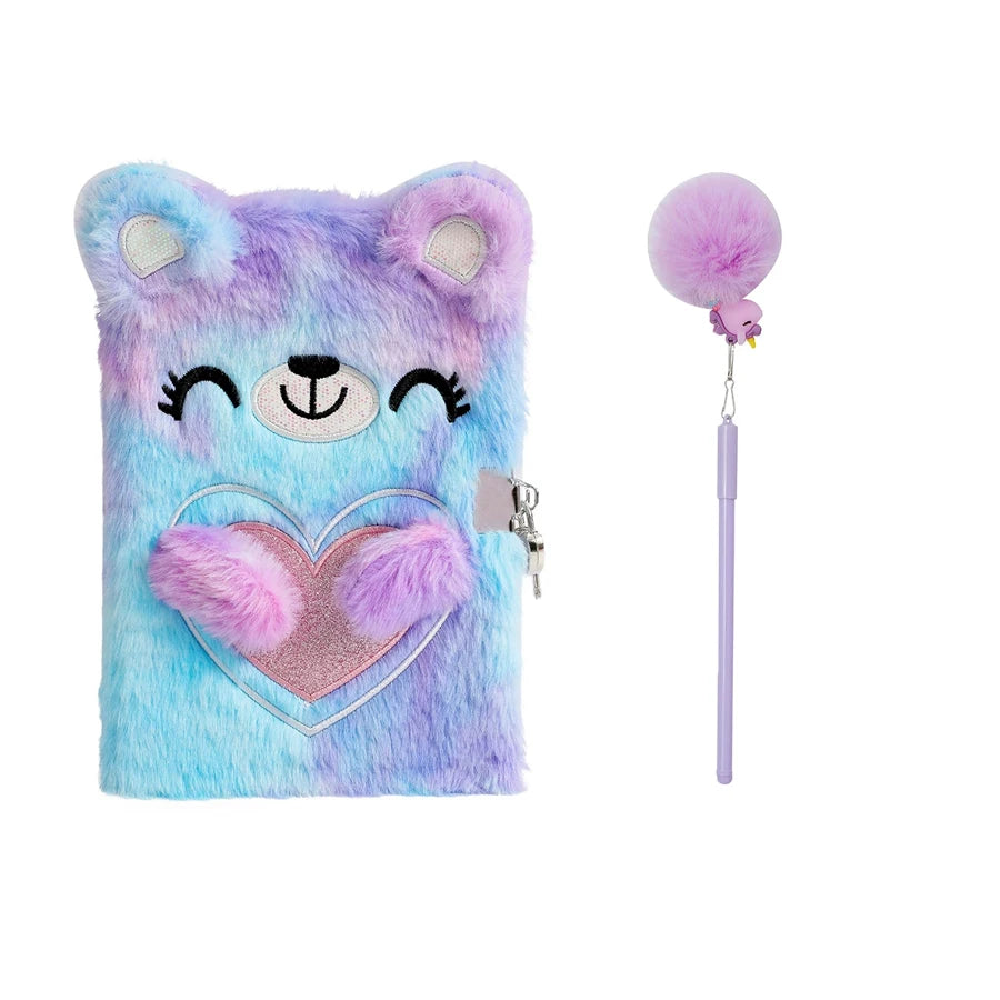 Sweet Plush Bear Lockable Notebook Set With Pen For School Kids Gift 📓🧸✏️