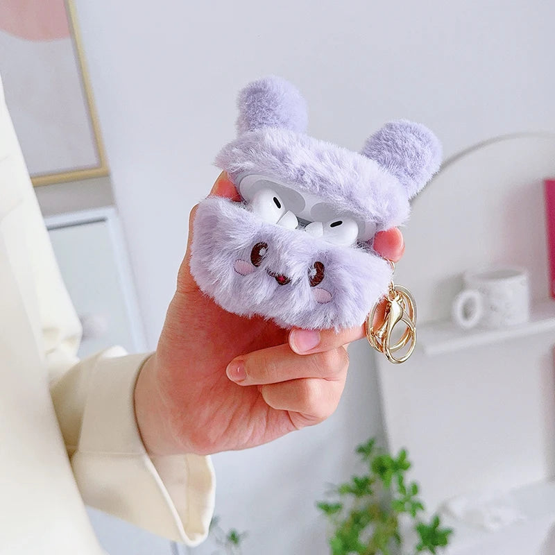 Kawaii Cute Cartoon Fluffy Plush Earphone Case for AirPods Pro 1/2/3 🐾✨ Cozy Fur Cover for Girls & Women 🎀