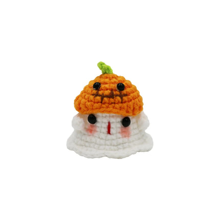 Whimsical Pumpkin Ghost Keychain Plush Crochet Doll For Halloween Decor 🎃👻🧶