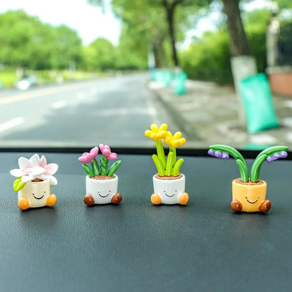 Kawaii Flower Pot Elf 🌸✨ - Adorable Resin Car Interior Decor & Desktop Ornaments 🚗🌼