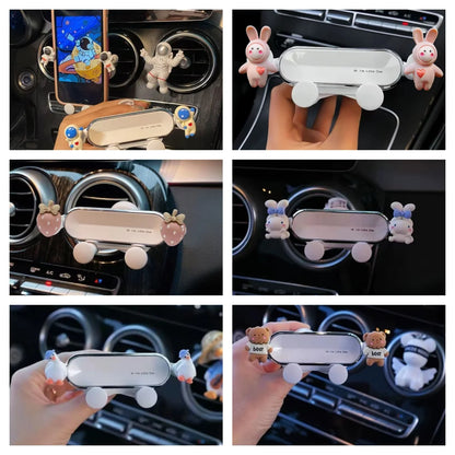 Kawaii Car Air Outlet Phone Holder 🐾✨ - Cute Cartoon Navigation Buddy & Multi-Functional Accessory!