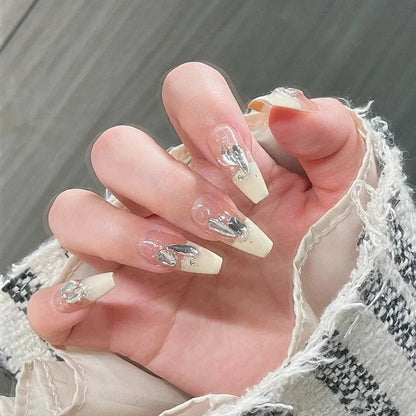 Kawaii 24pcs Pink Butterfly Press-On Nails 🦋💖 | Jelly Gel False Nail Tips for Lovely Girls 🌸✨ with Easy Application Tools