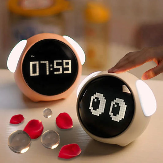 Cute Cartoon Digital Alarm Clock 🌈✨ - Adorable Touch-Sensing Emotion Clock for Kids! 🕰️💕